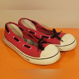 OMO Norma Kamali Womens Converse Inspired Sneakers Red Black White 1970 Vintage